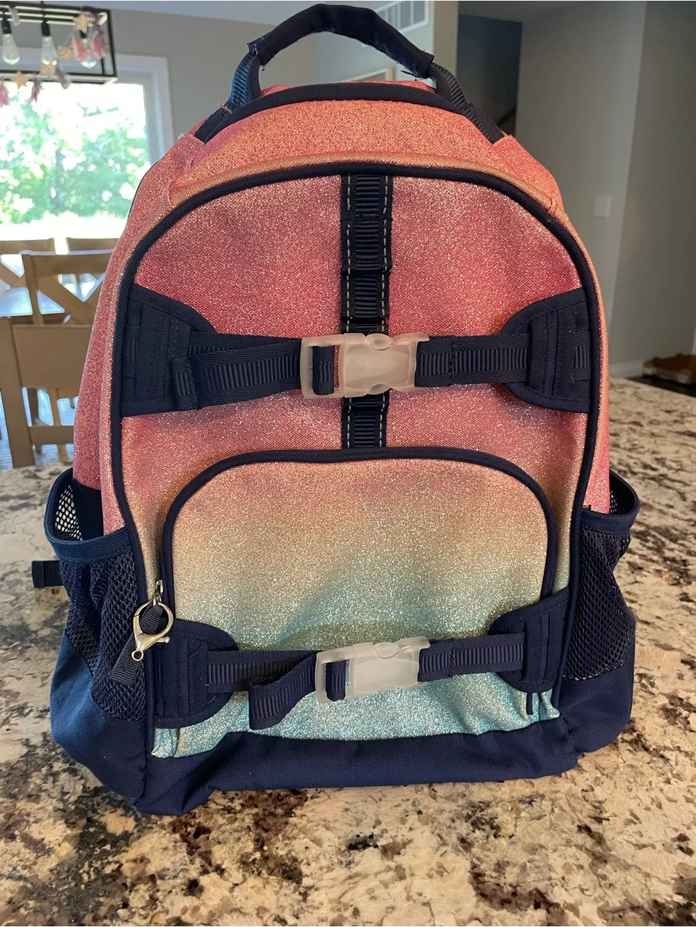 Pottery Barn VGUC Glitter Ombre Kids Backpack & Lunch Bag Set - Pink to Blue
